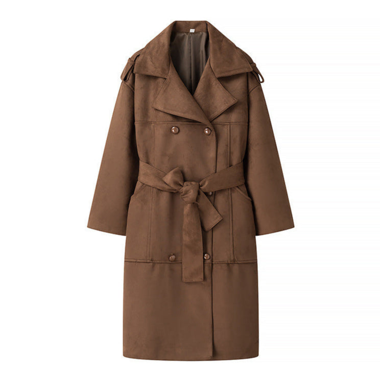 Deerskin Velvet Lapel Trench Coat