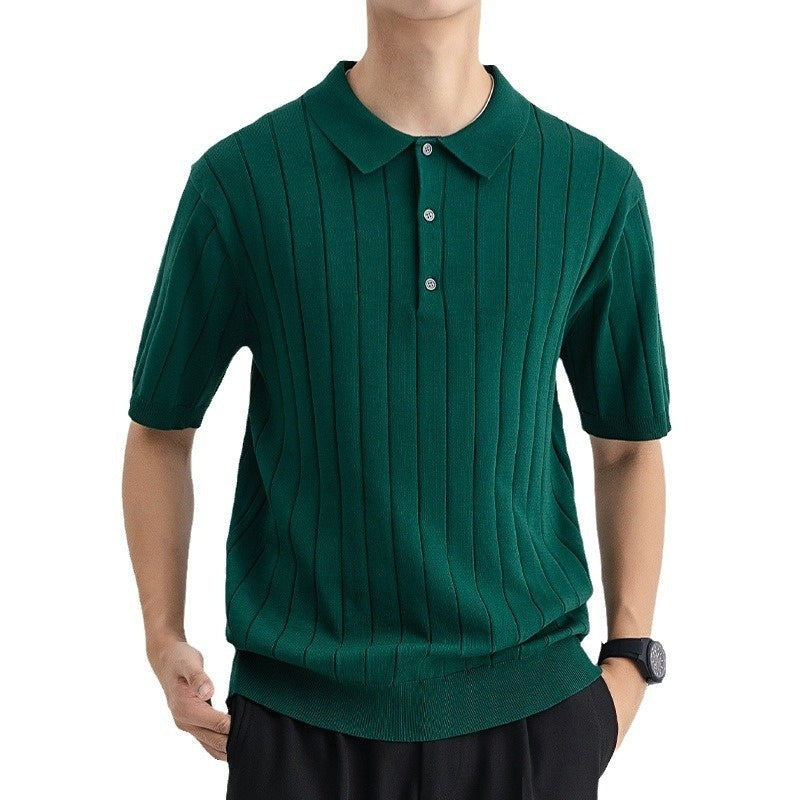 Men's Knitted Ribbed Polo Shirt