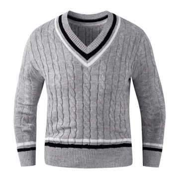 Men's V-Neck Cable Knitted Sweater